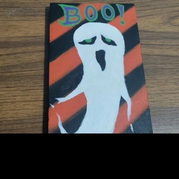 👻🪦NEW Halloween Striped Autumn Ghost Spooky Cute Wall Decor - Picture 3 of 10